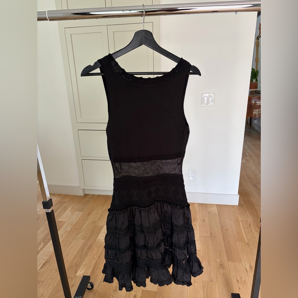 Vintage bebe Black Sleeveless Ruffled Tiered Dress - Picture 5 of 6